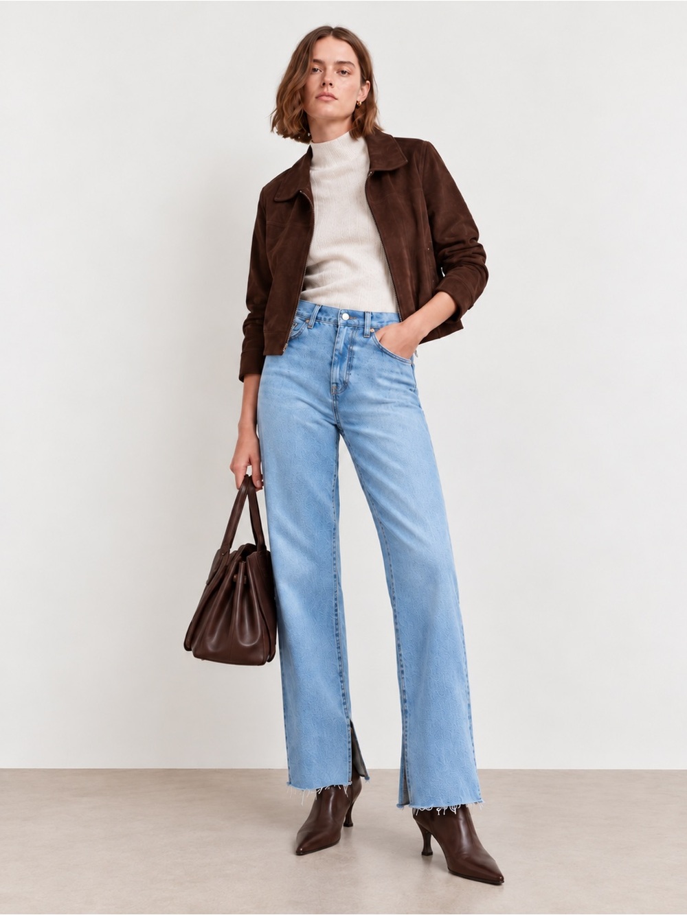 Madewell Petite Baggy Straight High Rise Raw Hem Slit Jeans 26P NWT